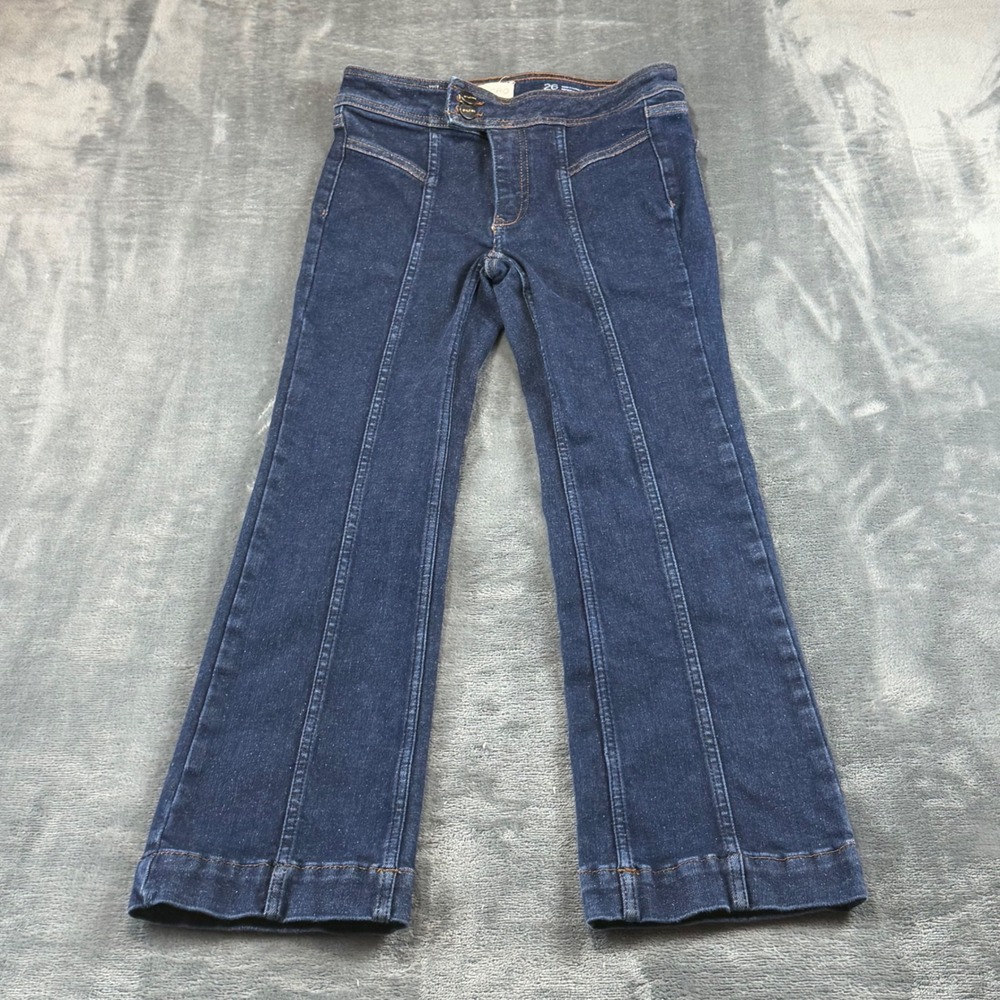 Anthropologie Pilcro and the Letterpress Dark Wash Flare Jean Front Seam Size 26
